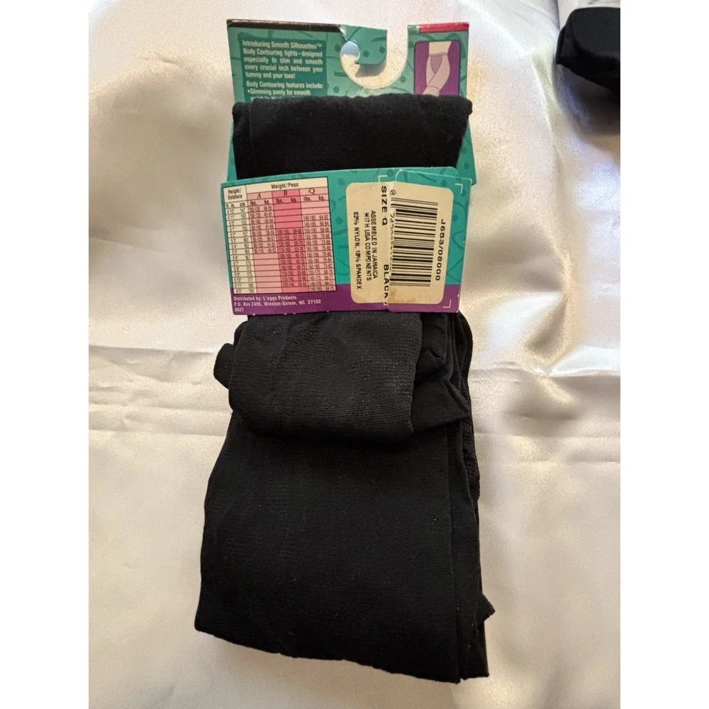 Vintage Pantyhose Tights Lot of 4 Hanes L'eggs Liz Claiborne Black Navy NO[Y]
